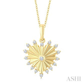 1/5 Ctw Round Cut Diamond Heart Fluted Fashion Pendant With Chain in 10K Yellow Gold