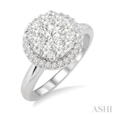 3/4 Ctw Lovebright Round Cut Diamond Engagement Ring in 14K White Gold