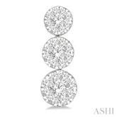 1 Ctw Hanging Triple Mount Lovebright Round Cut Diamond Earring in 14K White Gold
