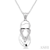 1/50 Ctw Single Cut Diamond Flip Flop Pendant in Sterling Silver with Chain