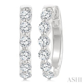 1 Ctw Prong Set Round Cut Diamond Hoop Earrings in 14K White gold