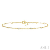 1/6 Ctw Circular Mount Round Cut Diamond Station Bracelet in 10K Yellow Gold