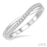 1/8 Ctw Criss Cross Shank Round Cut Diamond Wedding Band in 14K White Gold
