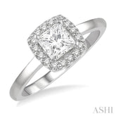 1/10 Ctw Halo Round Cut Diamond Semi-Mount Engagement Ring in 14K White Gold