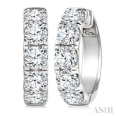 5 Ctw Round Cut Diamond Hoop Earrings in 14K White gold