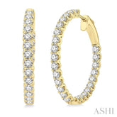 3 Ctw Inside-Out Round Cut Diamond Hoop Earrings in 14K Yellow Gold