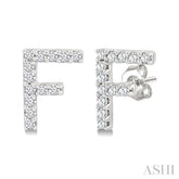 1/10 Ctw Initial 'F' Single Cut Diamond Earrings in 10K White Gold