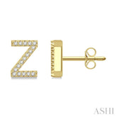 1/10 Ctw Initial 'Z' Single Cut Diamond Earrings in 10K Yellow Gold
