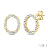 1/10 Ctw Initial 'O' Single Cut Diamond Earrings in 10K Yellow Gold
