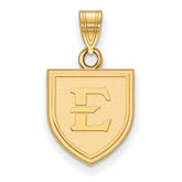 10k Gold LogoArt East Tennessee State University Letter E Shield Small Pendant