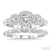 1/2 Ctw Diamond Wedding Set with 1/2 Ctw Round Cut Engagement Ring and 1/20 Ctw Wedding Band in 14K White Gold