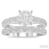 3/8 Ctw Round Cut Diamond Lovebright Bridal Set with 1/3 Ctw Engagement Ring and 1/20 Ctw Wedding Band in 14K White Gold