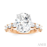 1 1/3 Ctw Oval Shape Oval and Round Cut Diamond Semi-Mount Engagement Ring in 14K Rose and White Gold