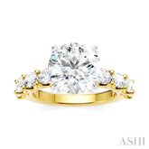 1 1/4 Ctw Round Shape Oval and Round Cut Diamond Semi-Mount Engagement Ring in 14K Yellow and White Gold