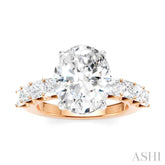 1 1/3 Ctw Oval Shape Princess and Round Cut Diamond Semi-Mount Engagement Ring in 14K Rose and White Gold