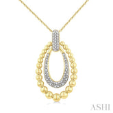 1/10 Ctw Bold Double Oval Ball Bead & Round Cut Bead Bijoux Diamond Fashion Pendant With Chain in Yellow Gold Vermeil
