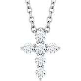 Sterling Silver 1/6 CTW Natural Diamond Cross 16-18" Necklace