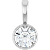 14K White Gold 1/6 CT Natural Diamond Bezel-Set Solitaire Pendant