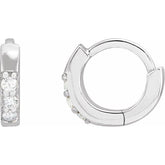 Sterling Silver .05 CTW Natural Diamond Hinged 8 mm Hoop Earrings