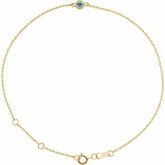 14K Yellow Gold Natural Aquamarine Bezel-Set Solitaire 6 1/2-7 1/2" Bracelet
