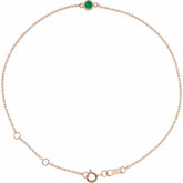 14K Rose Gold Lab-Grown Emerald Bezel-Set Solitaire 6 1/2-7 1/2" Bracelet