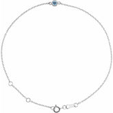 14K White Gold Natural Aquamarine Bezel-Set Solitaire 6 1/2-7 1/2" Bracelet