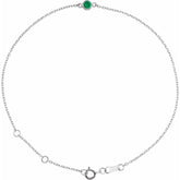14K White Gold Natural Emerald Bezel-Set Solitaire 6 1/2-7 1/2" Bracelet