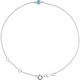 14K White Gold Natural Blue Zircon Bezel-Set Solitaire 6 1/2-7 1/2" Bracelet