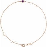 14K Rose Gold Natural Amethyst Bezel-Set Solitaire 6 1/2-7 1/2" Bracelet