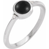 Platinum 8 mm Round Natural Black Onyx & .03 CTW Natural Diamond Ring