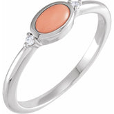Platinum Natural Pink Coral & .03 CTW Natural Diamond Ring