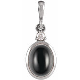 Platinum 10x8 mm Natural Black Onyx & .03 CT Natural Diamond Cabochon Pendant