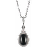 Sterling Silver 12x10 mm Natural Black Onyx & .03 CT Natural Diamond 16-18" Necklace