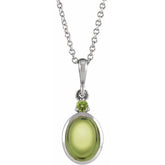 Sterling Silver 5x3 mm Natural Peridot 16-18" Necklace