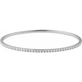 14K White Gold 1 CTW Natural Diamond Flexible Bangle 7" Bracelet
