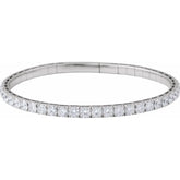 14K White Gold 4 CTW Natural Diamond Flexible Bangle 7" Bracelet