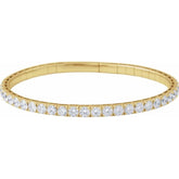 14K Yellow Gold 5 CTW Natural Diamond Flexible Bangle 7" Bracelet