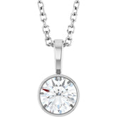 Platinum 1/2 CT Lab-Grown Diamond Bezel-Set Solitaire 16-18" Necklace