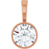 14K Rose Gold 1/2 CT Natural Diamond Bezel-Set Solitaire Pendant