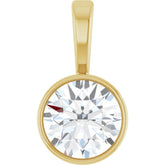 14K Yellow Gold 1/2 CT Natural Diamond Bezel-Set Solitaire Pendant