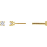 14K Yellow Gold Natural White Sapphire Earring