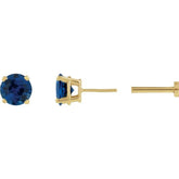 14K Yellow Gold Natural Blue Sapphire Earring
