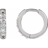 Sterling Silver 1/4 CTW Lab-Grown Diamond Hinged 12.5 mm Hoop Earrings