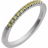 10K White Gold Natural Peridot Stackable Ring
