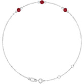 Sterling Silver Lab-Grown Ruby Bezel-Set 3-Stone 6 1/2-7 1/2" Bracelet