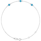 Sterling Silver Natural Blue Zircon Bezel-Set 3-Stone 6 1/2-7 1/2" Bracelet