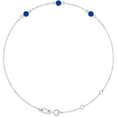 Sterling Silver Lab-Grown Blue Sapphire Bezel-Set 3-Stone 6 1/2-7 1/2" Bracelet