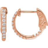 14K Rose Gold 1/4 CTW Natural Diamond Inside-Outside 14.5 mm Hinged Hoop Earrings