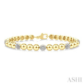 5 MM Bold Bead and 1/6 Ctw Round Cut Diamond Fashion Bracelet in Yellow Gold Vermeil