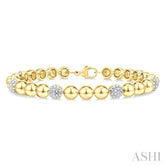 6 MM Bold Bead and 1/5 Ctw Round Cut Diamond Fashion Bracelet in Yellow Gold Vermeil